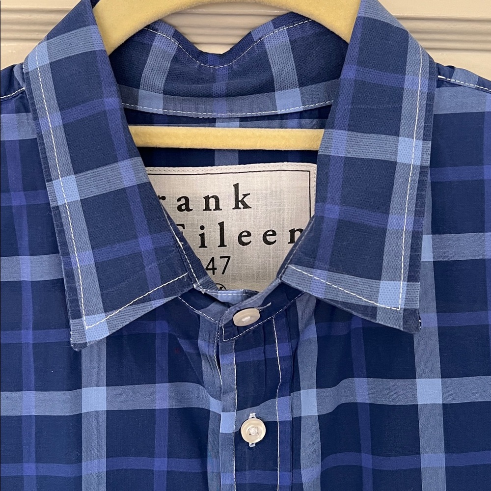 Frank & Eileen “Paul” Style  Navy and Light Blue Checkered Shirt Medium - Picture 6 of 7